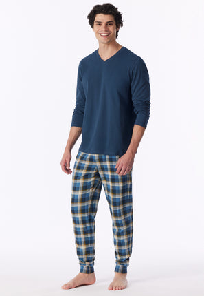 Schiesser Heren Pyjama 181922 860 deep blue – op model