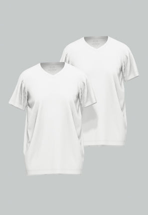 Ceceba 2 pack T-shirt V- Hals Konvex 31064 – Weiss