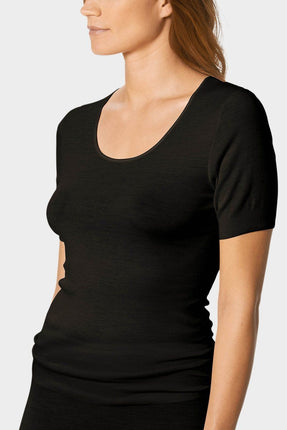 Mey Bodywear Dames hems korte mouw WOL & zijde 66576 – Zwart