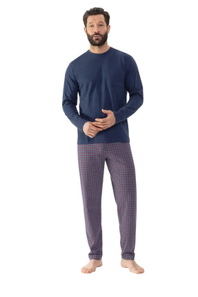 Mey Heren Pyjama Serie Red Tile 2240003 668 yacht blue
