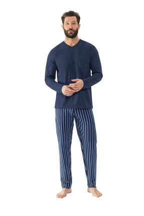 Mey Heren Pyjama Serie Straight 2240000 668 yacht blue