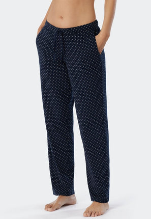 Schiesser Dames Pyjama Broek Mix en Relax 179271 835 dunkelblau-gem. – op model