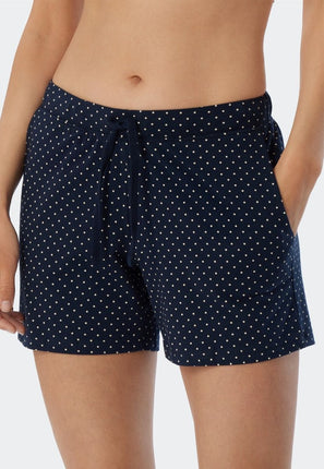 Schiesser Dames Pyjama Short Mix en Relax 179388 835 dunkelblau-gem. – op model