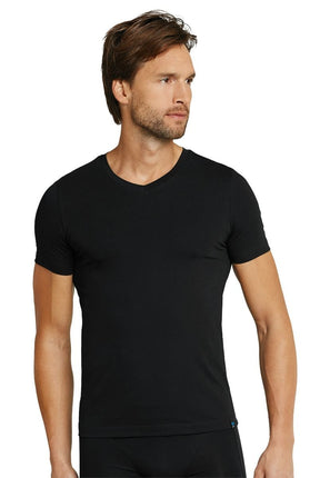 Schiesser T-shirt long life cotton basic 145140 – Zwart, op model