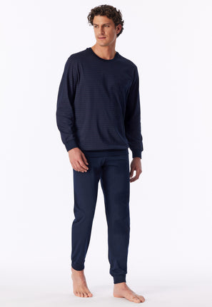 Schiesser Heren pyjama 181156 511 Aubergine – op model