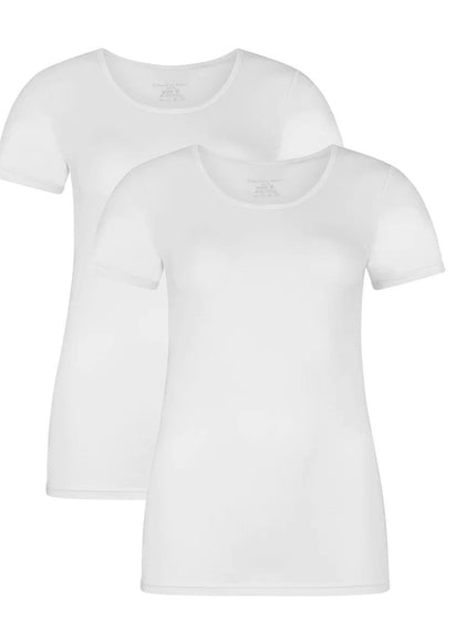 Bamboo basics dames T-shirt 2 pack Kate – Wit