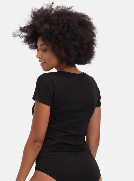 Bamboo basics dames T-shirt 2 pack Kate – Zwart, op model