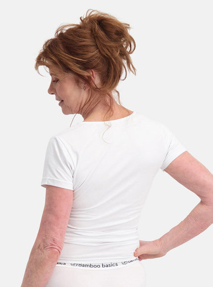 Bamboo basics dames T-shirt 2 pack Kate – Wit, op model