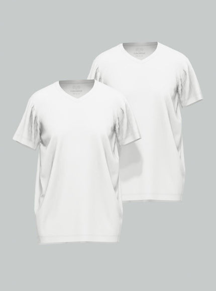 Ceceba 2 pack T-shirt V- Hals Konvex 31064 – Weiss