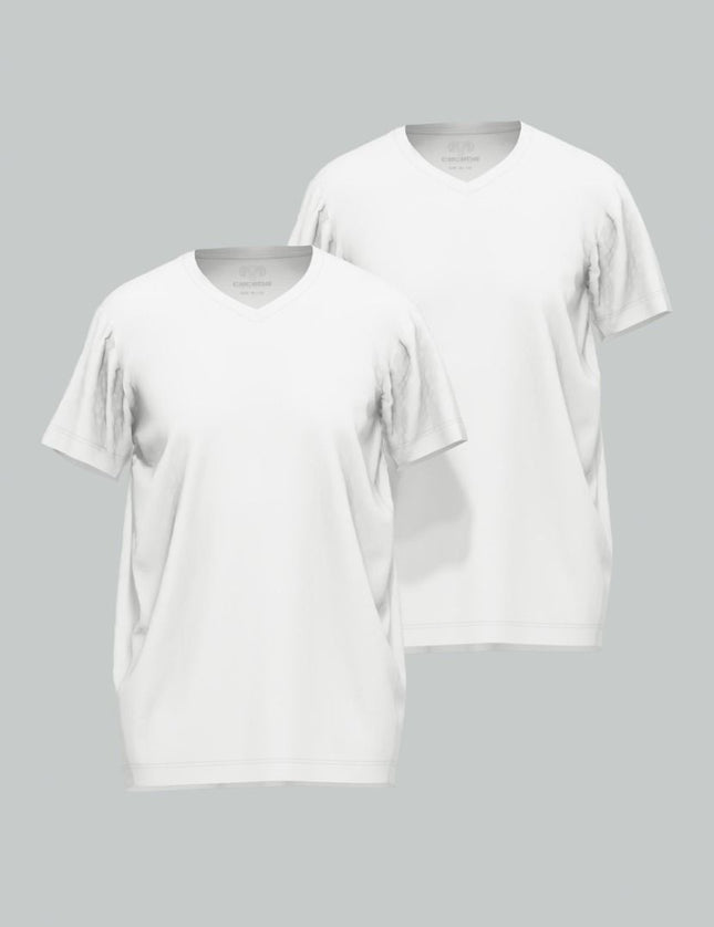 Ceceba 2 pack T-shirt V- Hals Konvex 31064 – Weiss