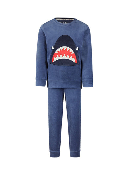 Charlie Choe boys velours lounge set m61053-42 blue Blue