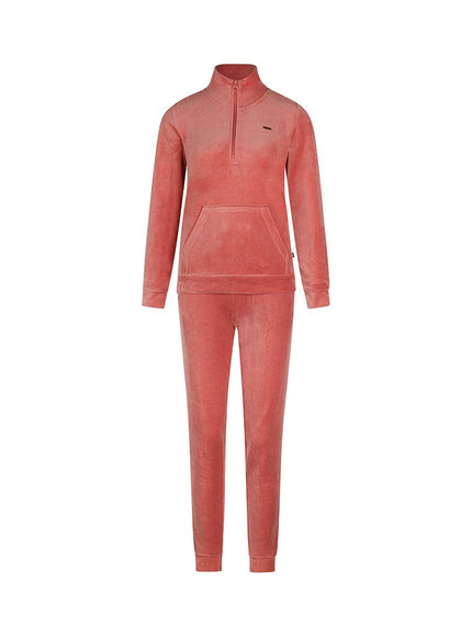 Charlie Choe Dames Homewear Set Velours m61106-38 dusty cedar – voorkant