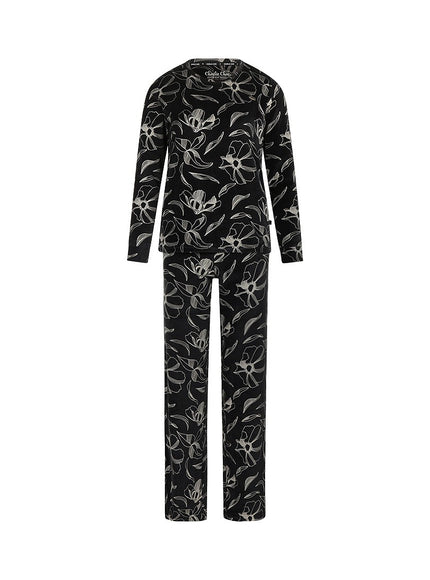 Charlie Choe Dames Homewear Set Velours m61120-38 black Black