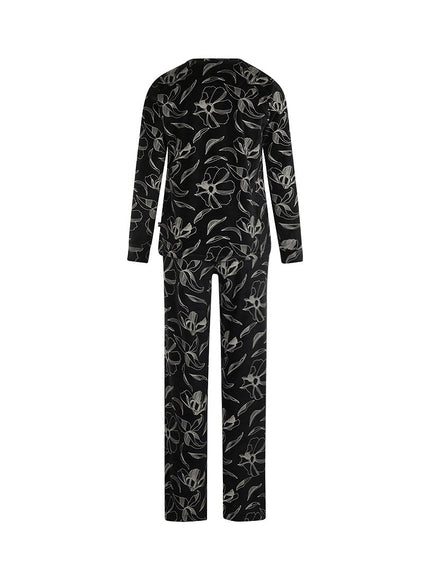 Charlie Choe Dames Homewear Set Velours m61120-38 black Black