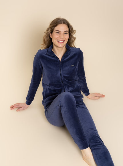 Charlie Choe Dames Homewear Set Velours m61141-38 naval naval
