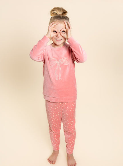 Charlie Choe girls velours lounge set m61008-41 rose – op model