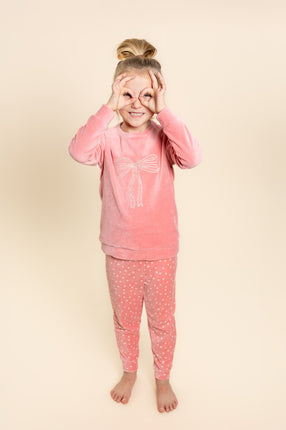 Charlie Choe girls velours lounge set m61008-41 rose – op model