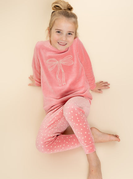 Charlie Choe girls velours lounge set m61008-41 rose – op model