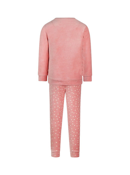 Charlie Choe girls velours lounge set m61008-41 rose – achterkant