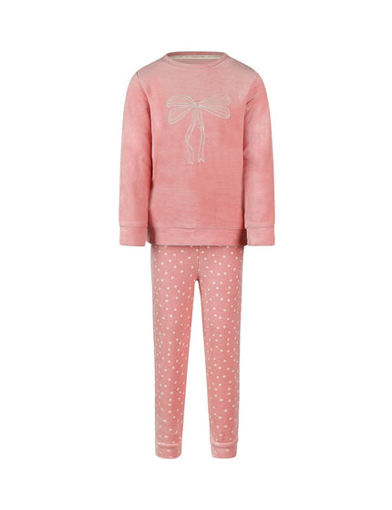 Charlie Choe girls velours lounge set m61008-41 rose – voorkant