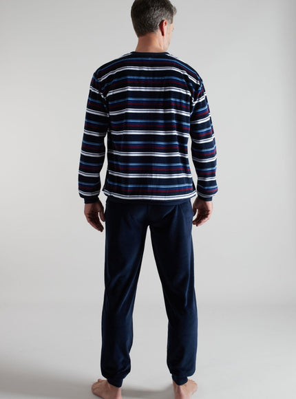 Gotzburg Heren Pyjama Velours 452417 652 blau