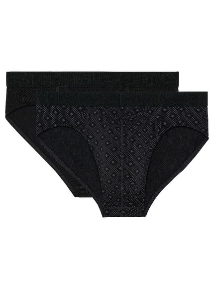Hom Mini Briefs H01 2 pack Neels 403103 D042 black print – voorkant