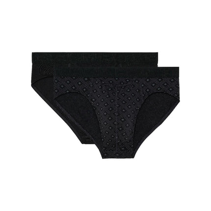 Hom Mini Briefs H01 2 pack Neels 403103 D042 black print – voorkant