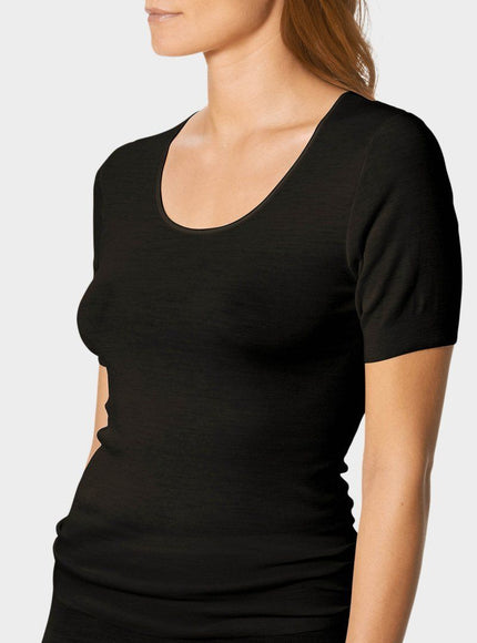 Mey Bodywear Dames hems korte mouw WOL & zijde 66576 – Zwart