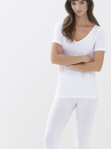 Mey Bodywear Dames Organic T-Shirt 26816 – Wit, op model