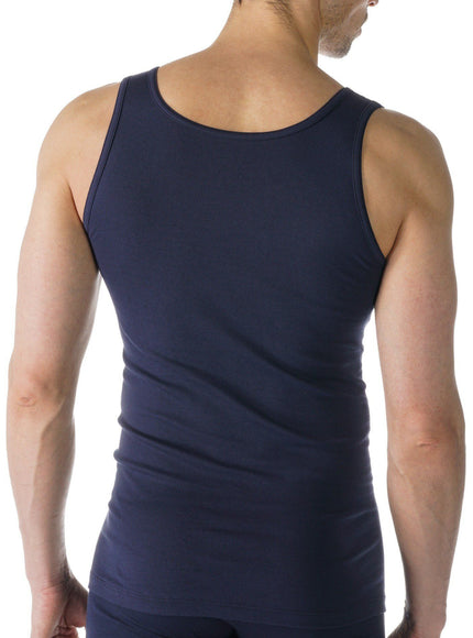 Mey Bodywear Mey Casual Cotton Athletic shirt (49100) – yacht blue, op model