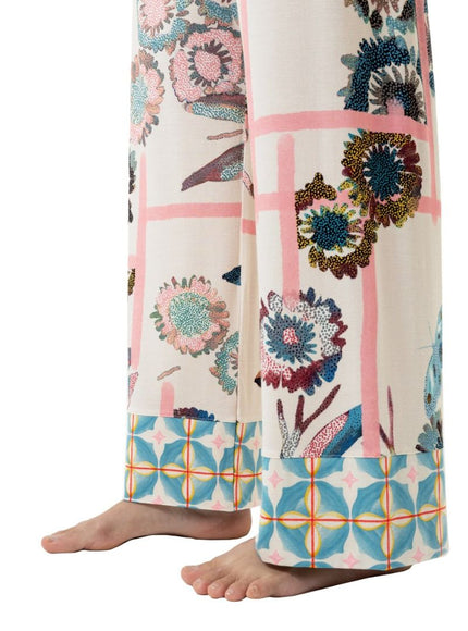 Mey Dames lounge broek Serie Fragmented Garden 1220123 1737 almond milk