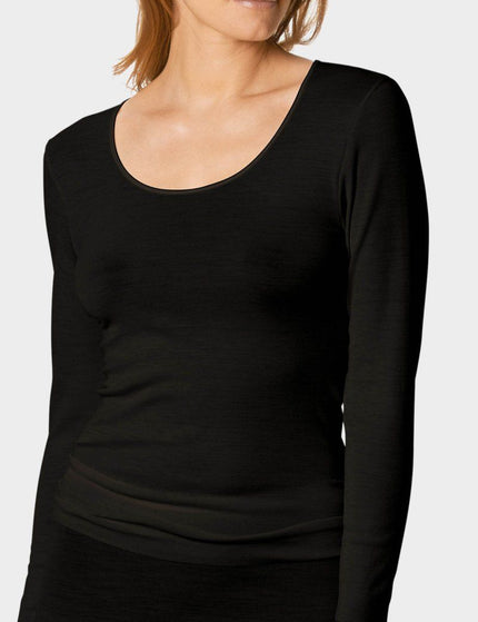 Mey Bodywear Mey dames T-shirt lange mouw wol-zijde 66577 – Zwart
