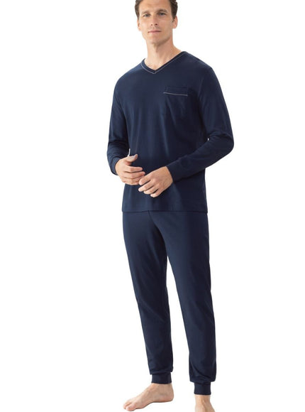 Mey Bodywear Mey heren pyjama 2240051 668 yacht blue – op model
