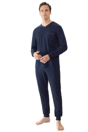 Mey Bodywear Mey heren pyjama 2240051 668 yacht blue – op model