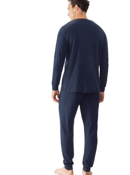 Mey Bodywear Mey heren pyjama 2240051 668 yacht blue – op model