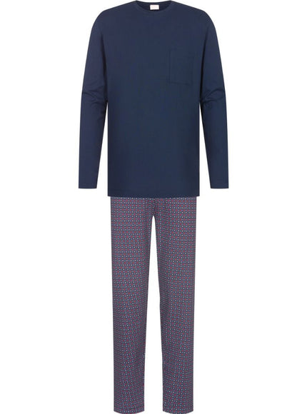 Mey Heren Pyjama Serie Red Tile 2240003 668 yacht blue