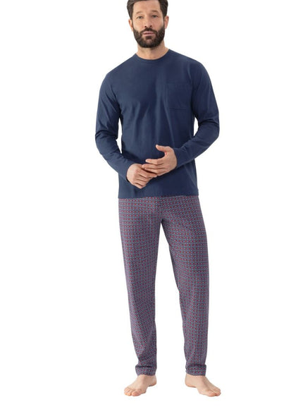 Mey Heren Pyjama Serie Red Tile 2240003 668 yacht blue
