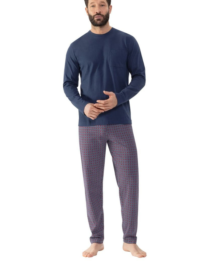 Mey Heren Pyjama Serie Red Tile 2240003 668 yacht blue