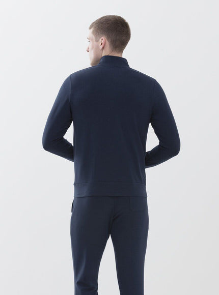 Mey Bodywear Mey Heren vest met rits 36030 – yacht blue, op model