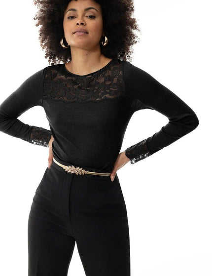 Mey Bodywear Mey T-shirt long sleeve Serie Wool Love kant 66015 – Zwart
