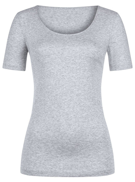 Mey Bodywear Mey T-shirt met korte mouwen Cotton Pure 26500 – light grey melange, voorkant
