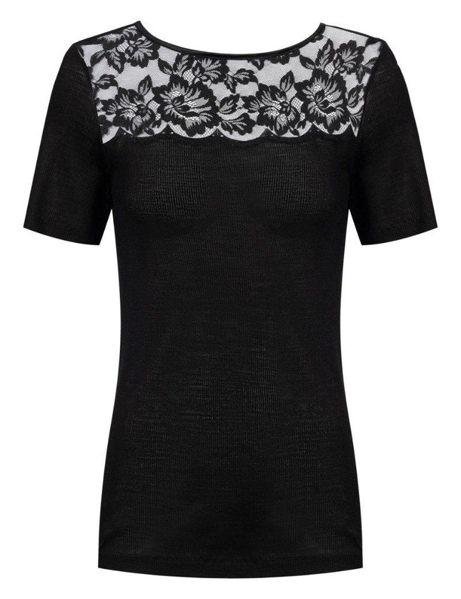 Mey Bodywear Mey T-shirt Serie Wool Love Kant 66014 – Zwart