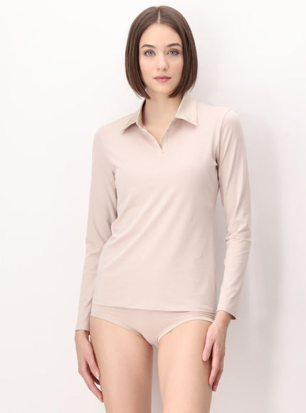 Oroblu Perfect Line Cotton Polo Shirt VOBT01677 – Sand - HW24