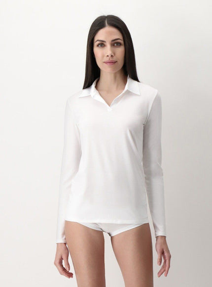 Oroblu Perfect Line Cotton Polo Shirt VOBT01677 – White