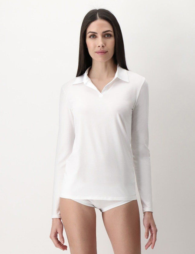 Oroblu Perfect Line Cotton Polo Shirt VOBT01677 – White