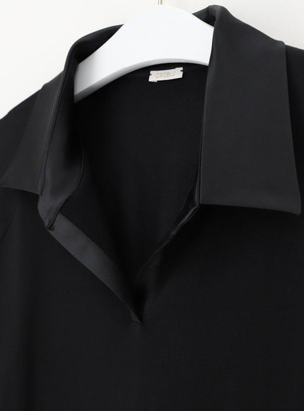 Oroblu Perfect Line Cotton Polo Shirt VOBT01677 – Black, detail