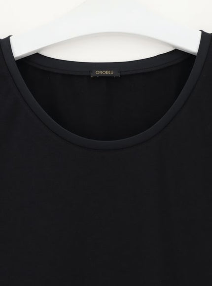 Oroblu Perfect Line Cotton - T-Shirt VOBT016 VOBT01675 – Black, detail