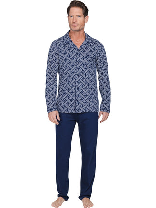 Pastunette for Men heren doorknoop pyjama 122262-514-2 520 dark blue