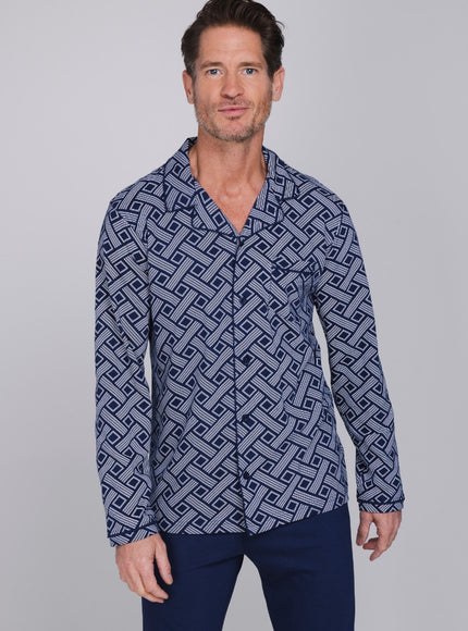 Pastunette for Men heren doorknoop pyjama 122262-514-2 520 dark blue