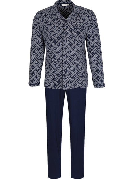 Pastunette for Men heren doorknoop pyjama 122262-514-2 520 dark blue